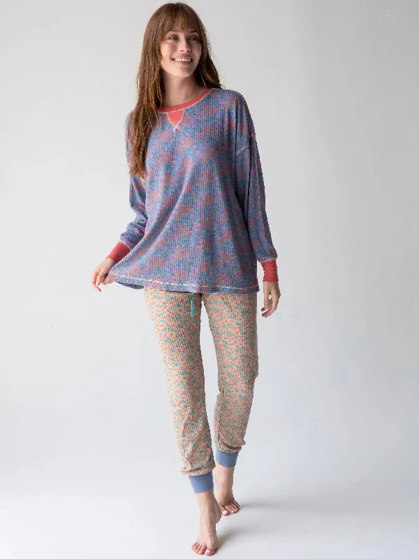 Mix & Match Waffle Pajama Top - Blue