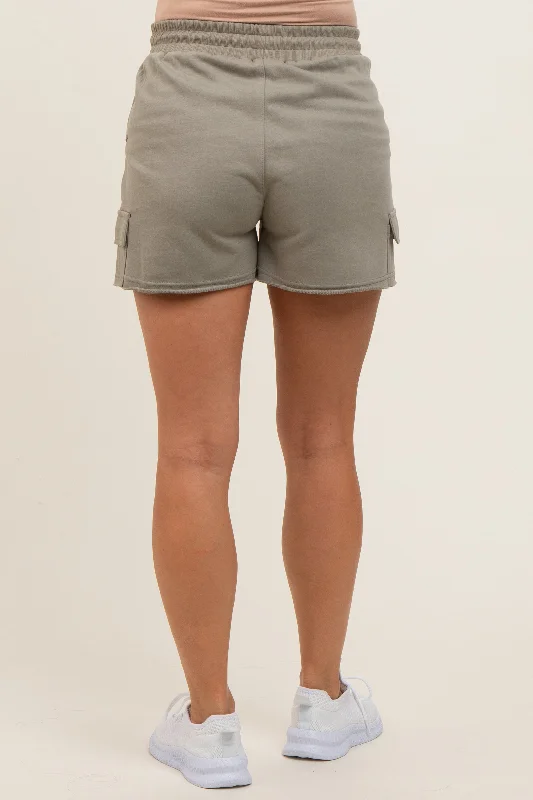 olive-cargo-raw-hem-maternity-lounge-shorts