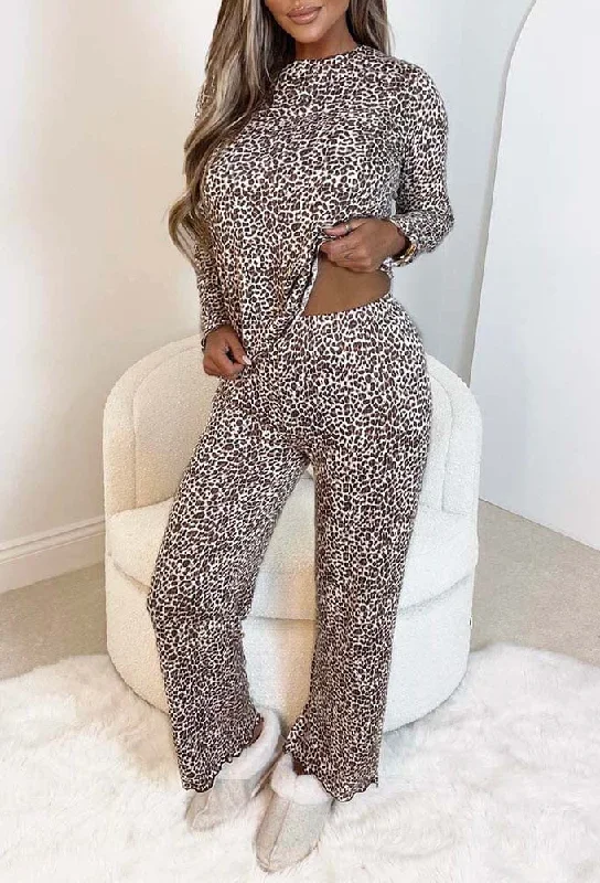 Sleepy Chic Nude Ultra Soft Leopard Print Pyjama Set