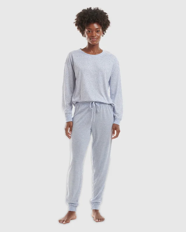 Speckled Light Blue Heather Pullover Jogger PJ Set