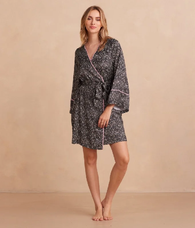 The Cloud 9 Silky Robe - In Bloom in Sea Urchin & Pink Sky