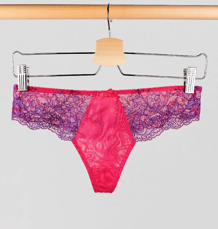 Lace seam-free thong [Fuchsia/Indigo]