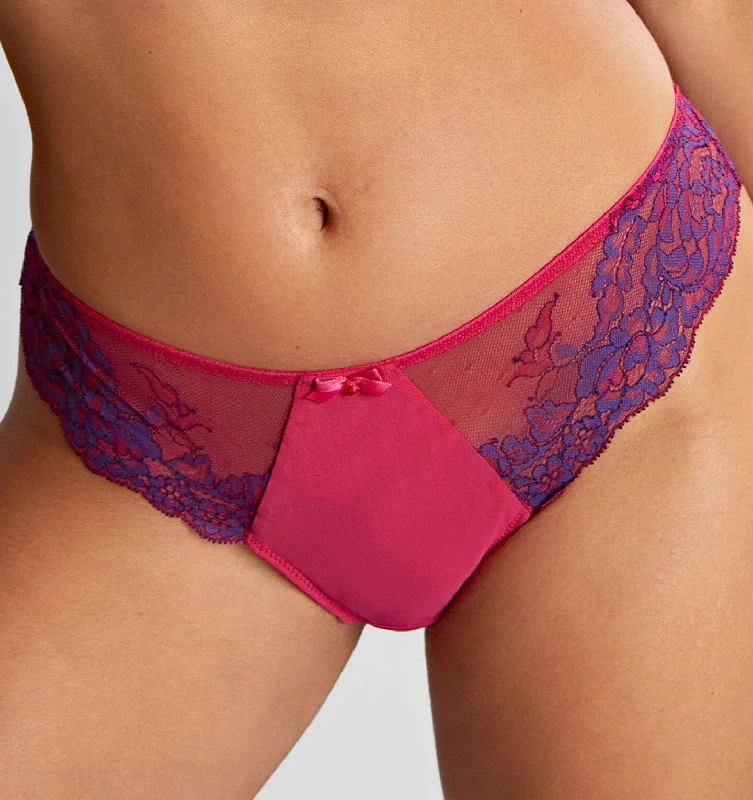 Lace seam-free thong [Fuchsia/Indigo]