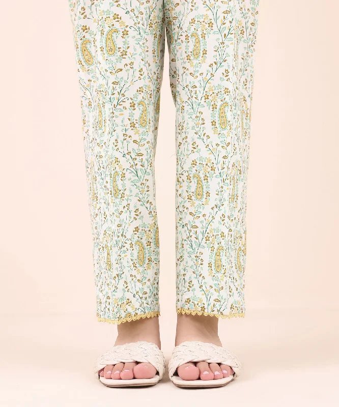 Printed Cambric Straight Pants