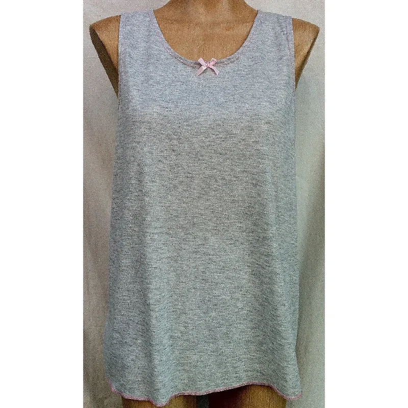 (L1) Ladies SINGLET - MARLE GREY with Pink Trim