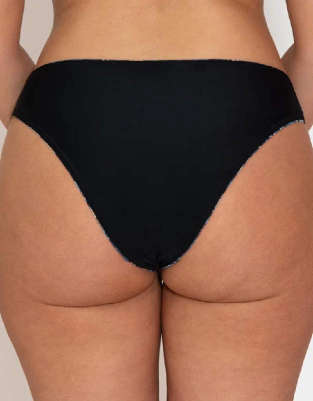 Curvy Kate Swim and Tonic Reversible Dipped Mini Brief Black/ Snake