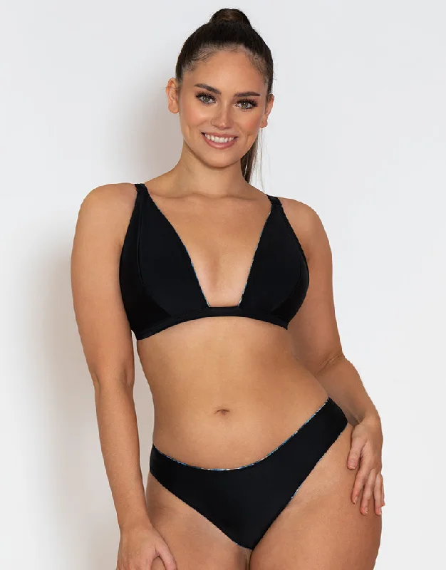 Curvy Kate Swim and Tonic Reversible Dipped Mini Brief Black/ Snake