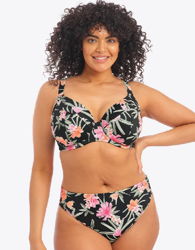 Elomi Dark Tropics Mid Rise Bikini Brief Black