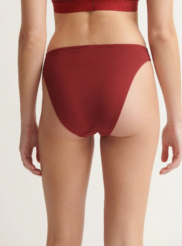 Skin: Galen Organic Cotton High Leg Brief - Deep Red