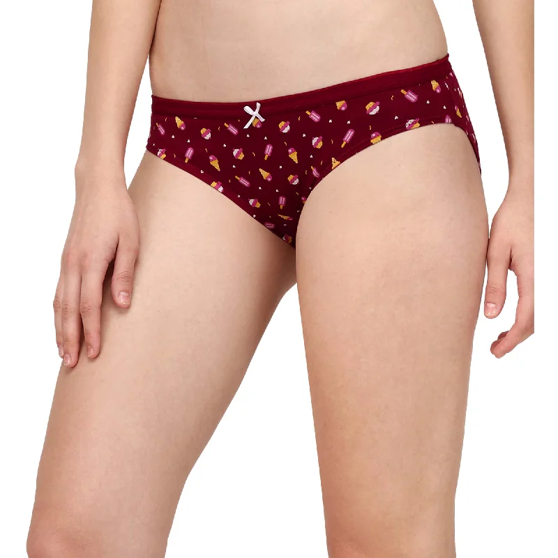 Mid Rise Medium Coverage Solid and Printed Cotton Stretch Brief Panty (Pack of 6) 6BF-20