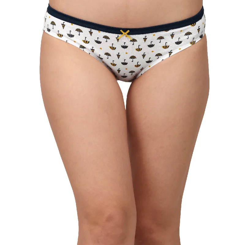 Mid Rise Medium Coverage Solid and Printed Cotton Stretch Brief Panty (Pack of 6) 6BF-20