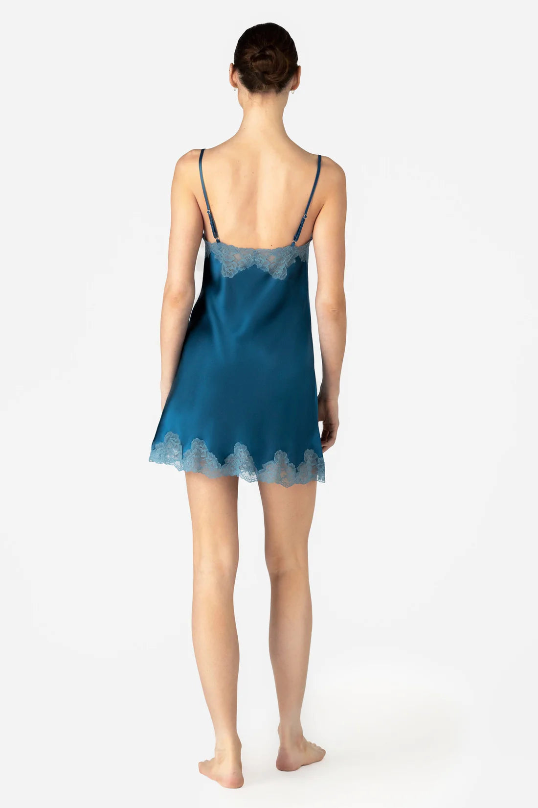 MORGAN Silk & Lace Chemise in Blue Topaz