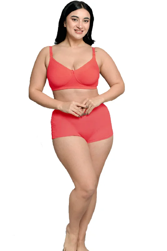 Plus Size Bright Pink Organic Cotton Antimicrobial Soft feeding Bra IMB005I