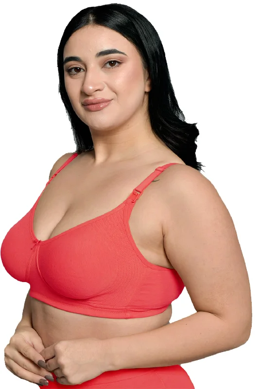 Plus Size Bright Pink Organic Cotton Antimicrobial Soft feeding Bra IMB005I