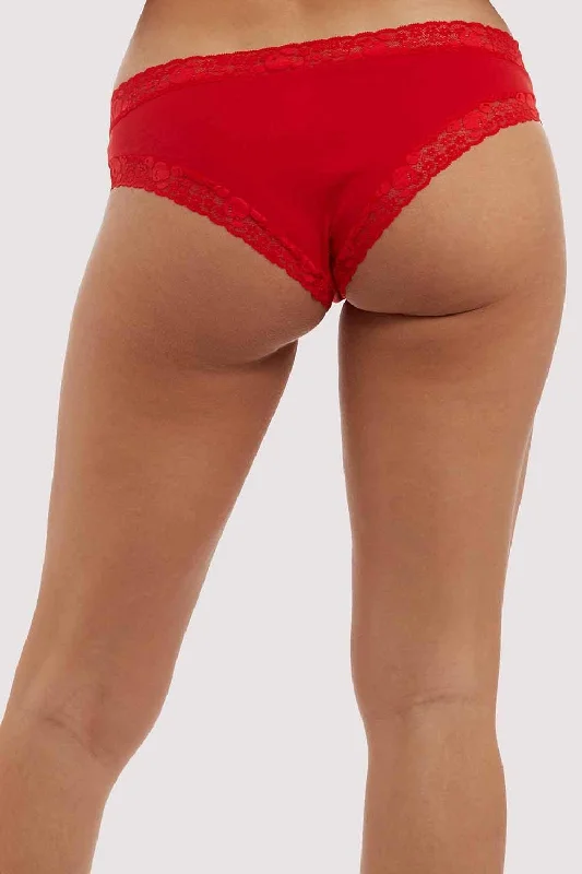 My Body, My Rules Red Embroidered Brief