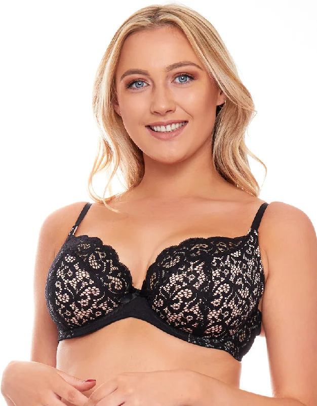 Rougette By Tutti Rouge Sarah Padded Plunge Bra Black