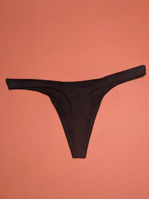 Skin: Graysen Organic Cotton High Cut Thong - Black