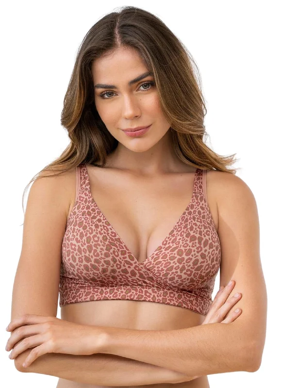 Supersoft Crossover Seamless Maternity & Nursing Sleep Bra - Pink Print