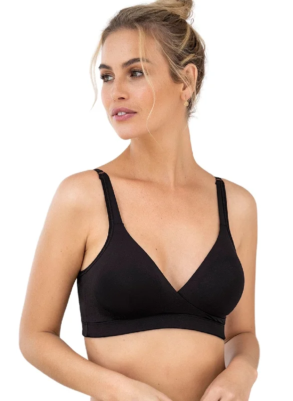 Supersoft Crossover Seamless Maternity & Nursing Sleep Bra - Black