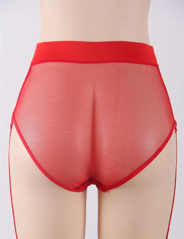 Women High Waist Garter Plus Size Lace Belt Side Fishnet Underwear Suspender Belt