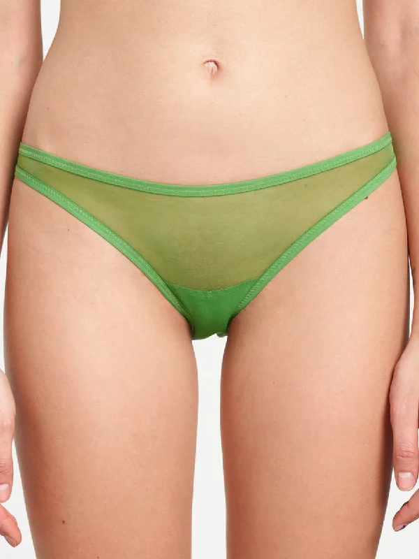 Yasmine Eslami: Jeanne Basic Mesh Thong - Lichen