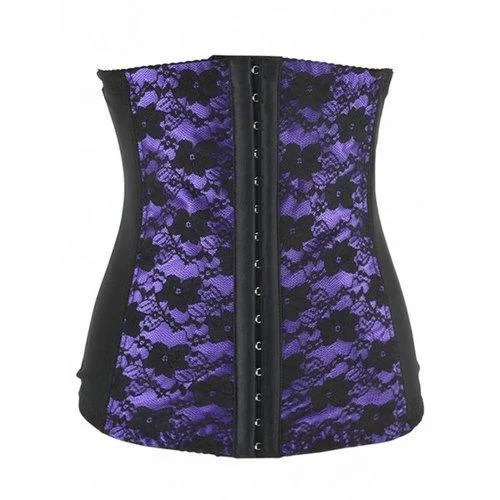 Lace Spliced  Steal Boned Underbust  Corset - Purple 5xl