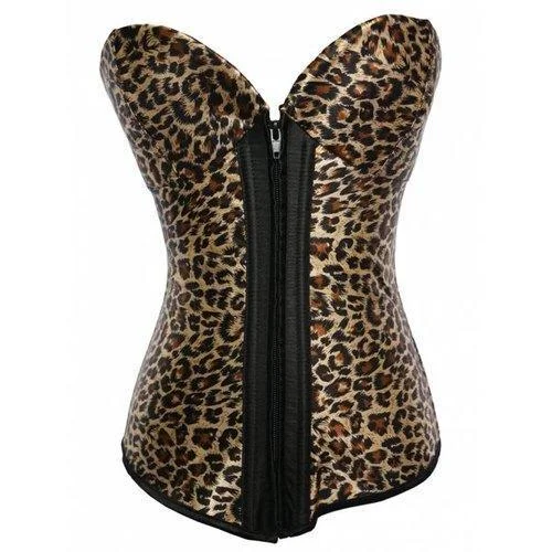 Criss Cross Leopard Underbust Corset Top - Leopard M