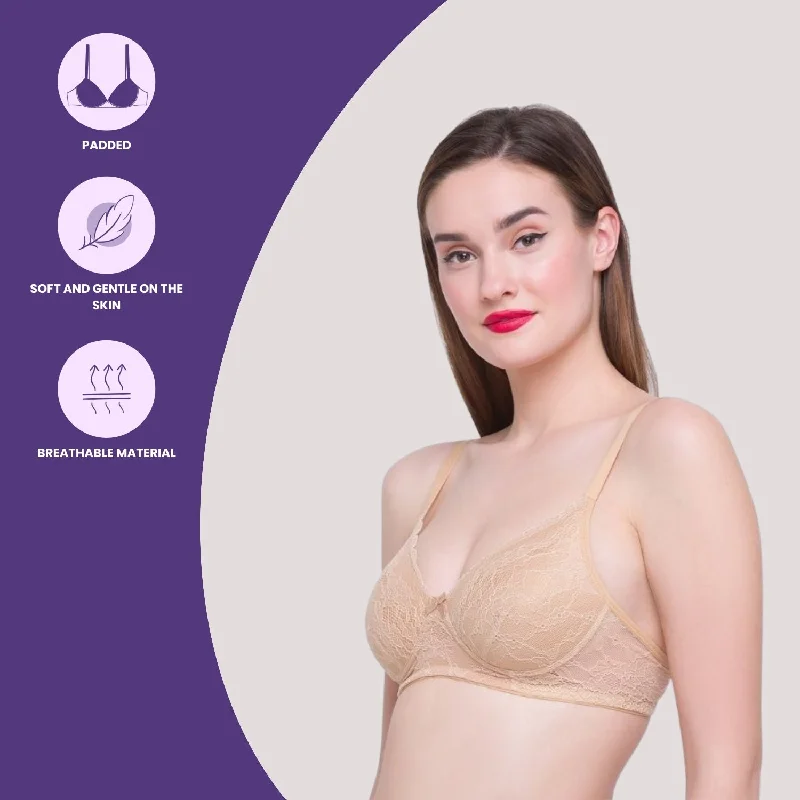 Lightly Padded Non Wired Solid Nylon Bra