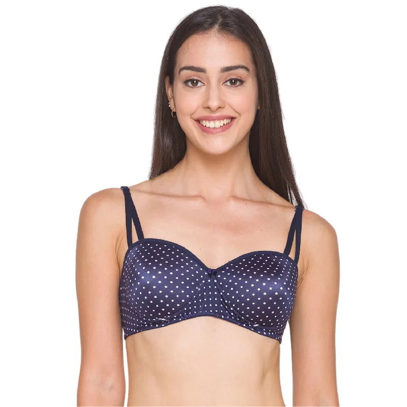 Nylon Printed Lightly Padded Non Wired Full Coverage Bra 4 Darknavyblueprinted