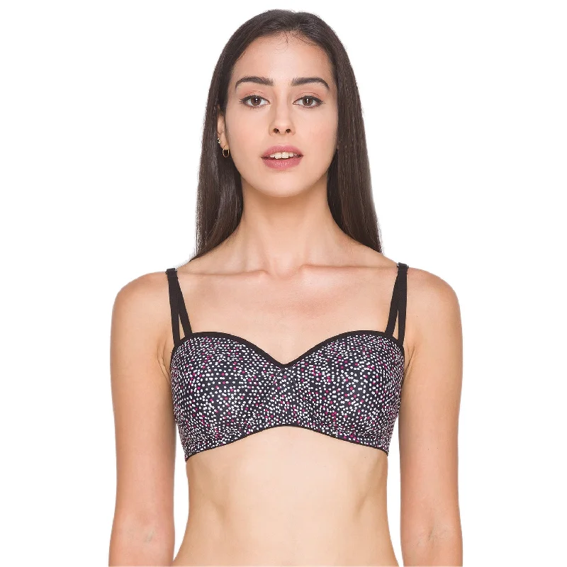 Nylon Printed Lightly Padded Non Wired Full Coverage Bra 4 Polkadot