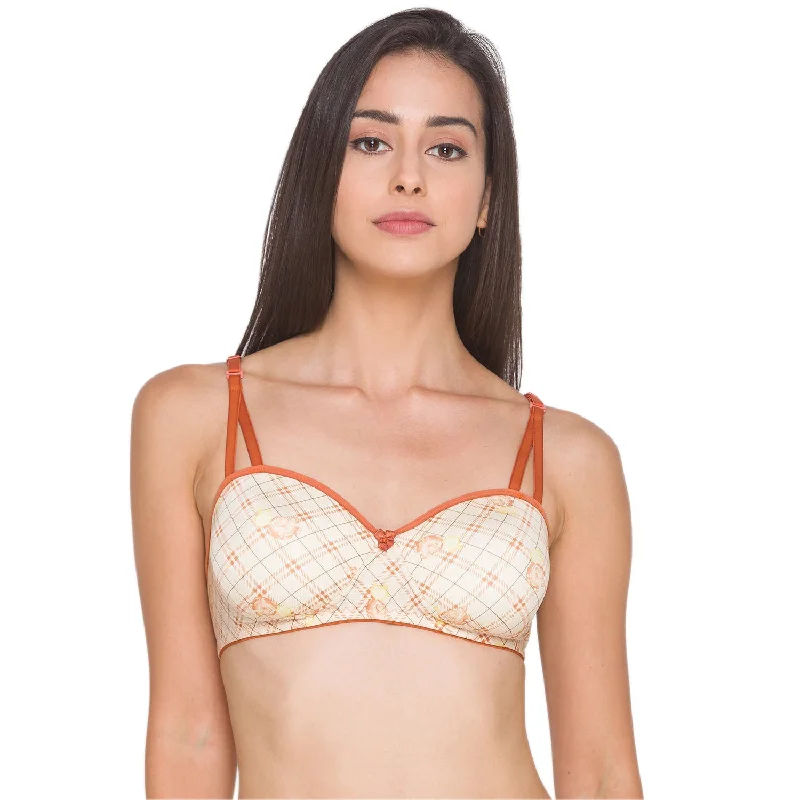 Nylon Printed Lightly Padded Non Wired Full Coverage Bra 4 Printedcoral