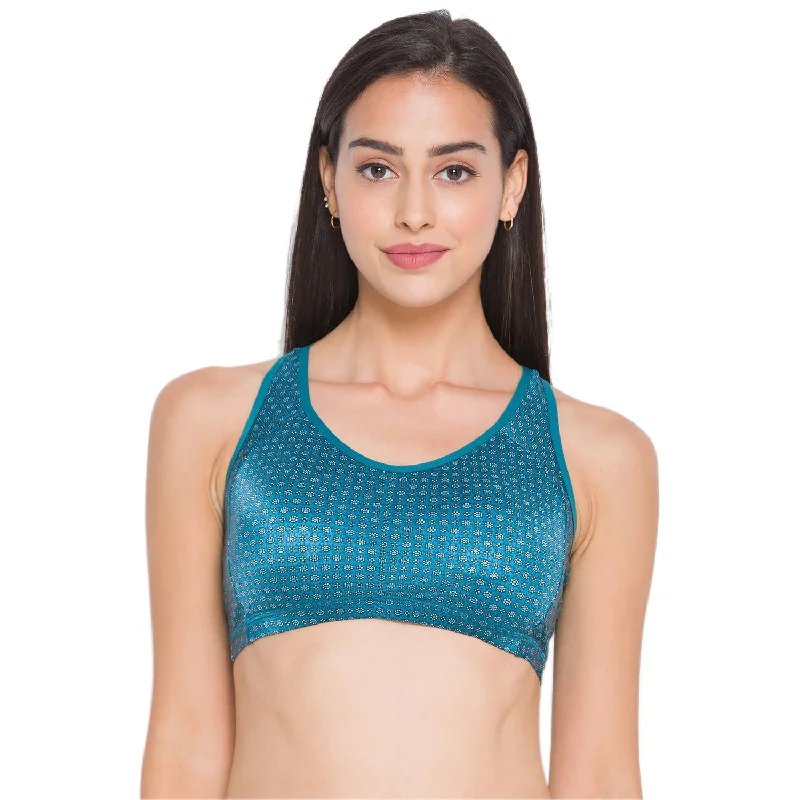 Nylon Printed Lightly Padded Non Wired Full Coverage Bra Printedteal