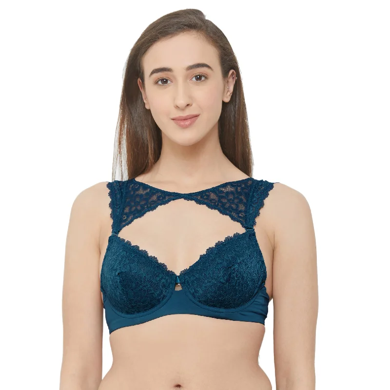 Semi/Medium Coverage Non Padded Wired Lace Demi Cup Bra (Pack Of 2) FB-545