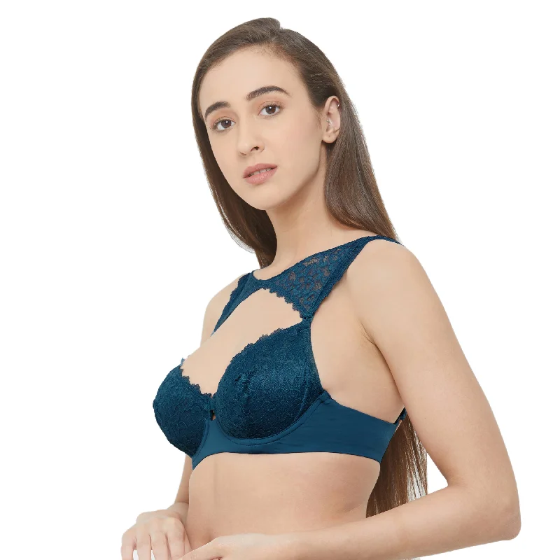 Semi/Medium Coverage Non Padded Wired Lace Demi Cup Bra (Pack Of 2) FB-545