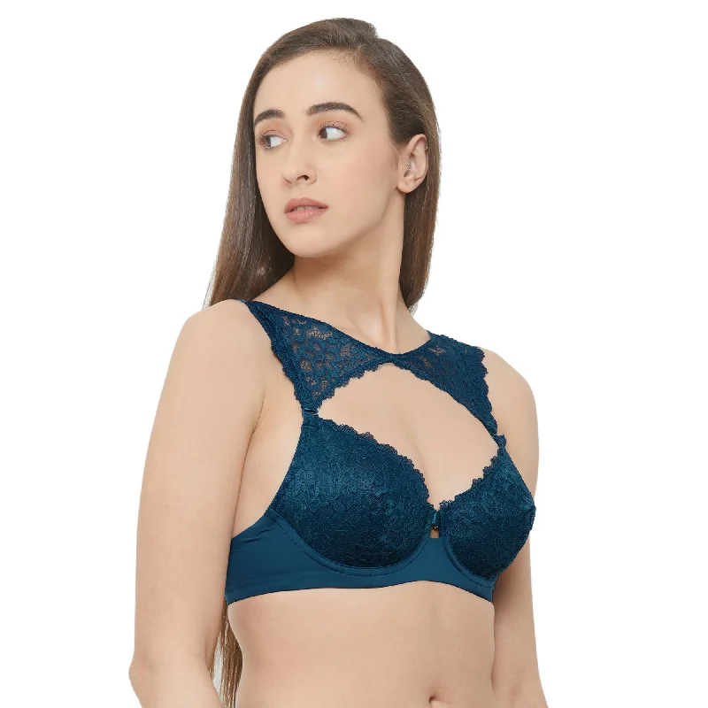 Semi/Medium Coverage Non Padded Wired Lace Demi Cup Bra (Pack Of 2) FB-545