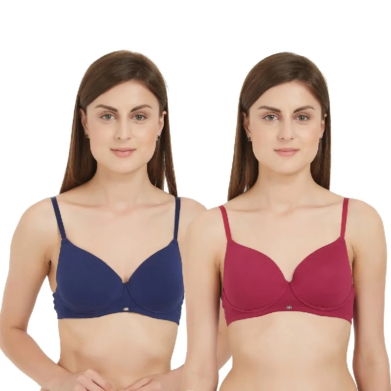 Semi/Medium Coverage Padded Non Wired T-shirt Bra(PACK OF 2)-CB-123