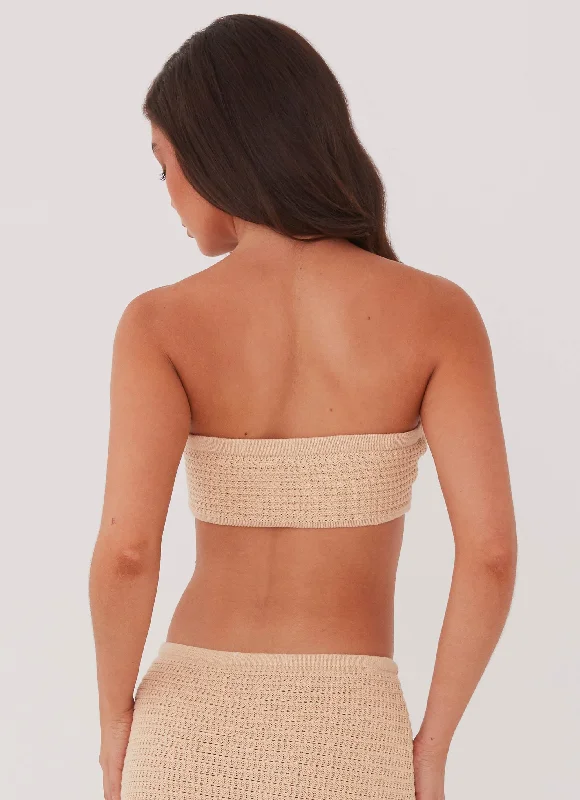 Emaline Knit Bandeau Top - Beige