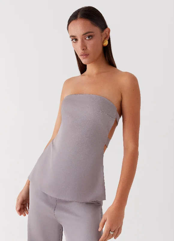 Enchanted Loving Strapless Top - Grey