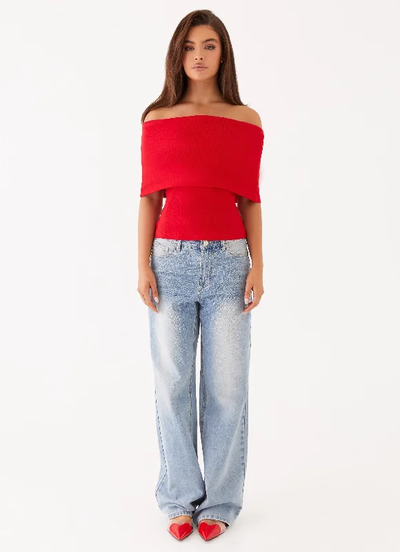 Nellie Knit Top - Cherry