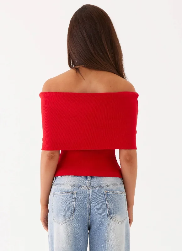 Nellie Knit Top - Cherry