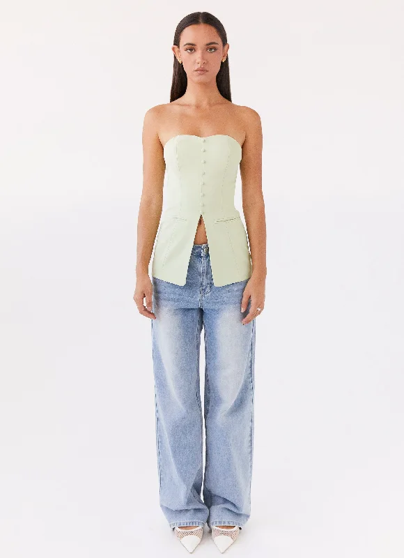 Riveria Tailored Strapless Top - Green Zest