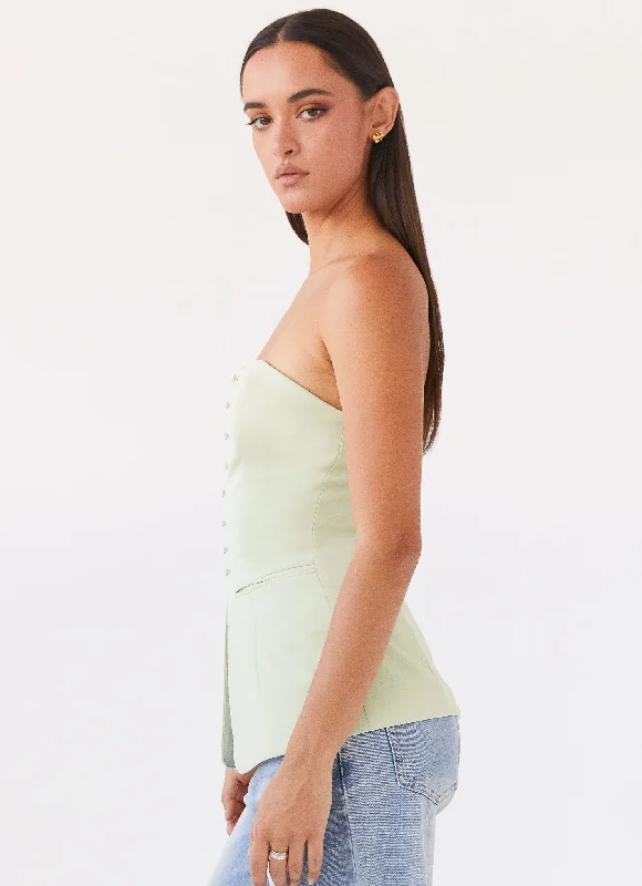 Riveria Tailored Strapless Top - Green Zest