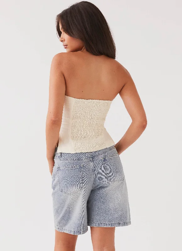 Stephanie Linen Tube Top - Ivory Cream