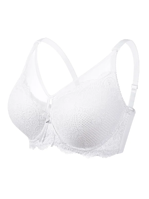 Elegant Sheer Lace Full-Coverage Underwire Bra