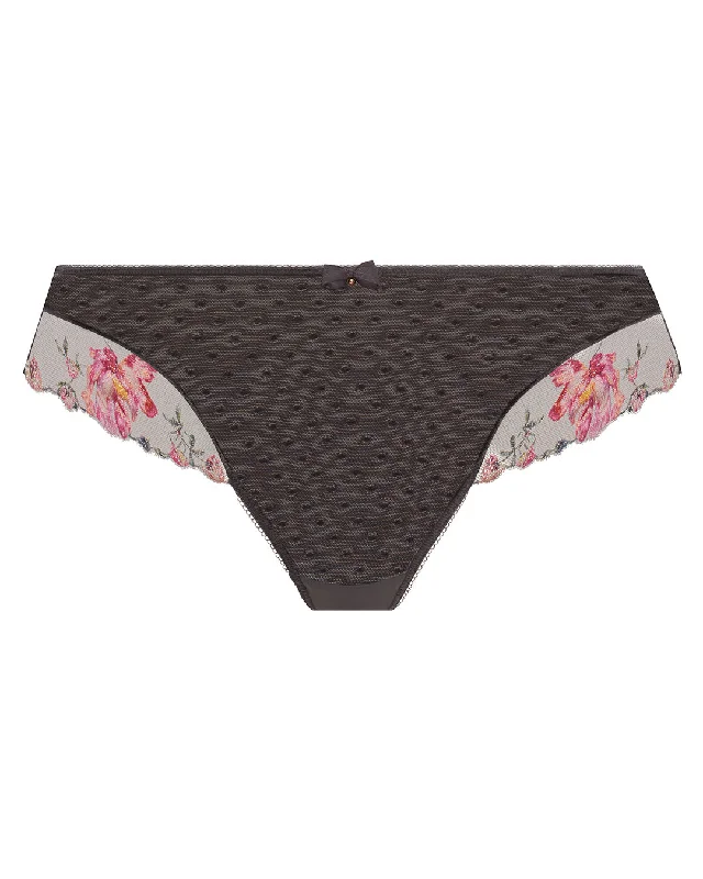 ADRIENNE CHARCOAL BLOOM THONG