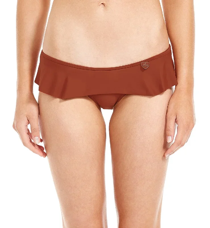 Body Glove Smoothies Lily Mid Rise Frilled Bikini Brief (39506137)- Terracotta