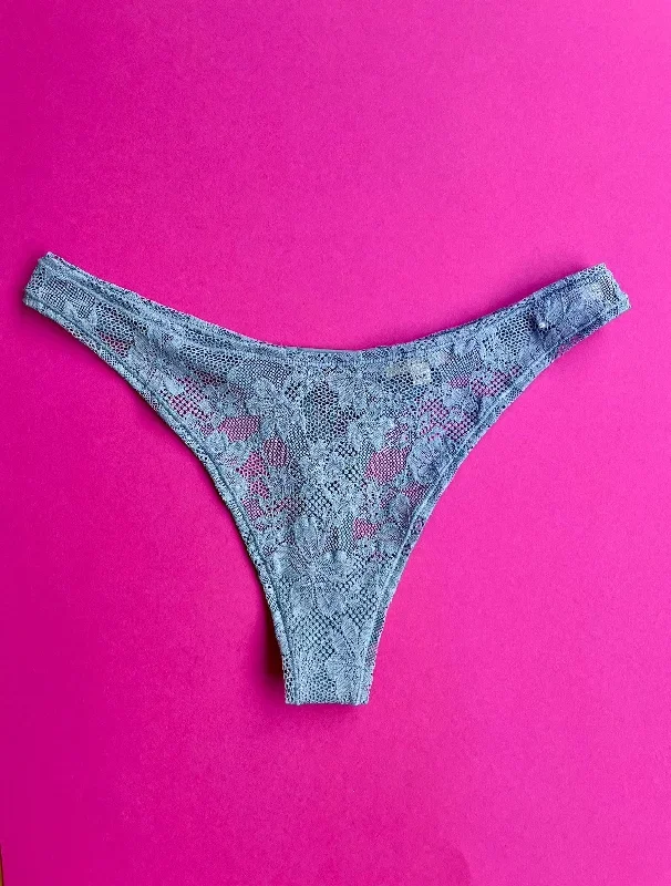 Fleur du Mal: Le Stretch Lace Thong - Denim