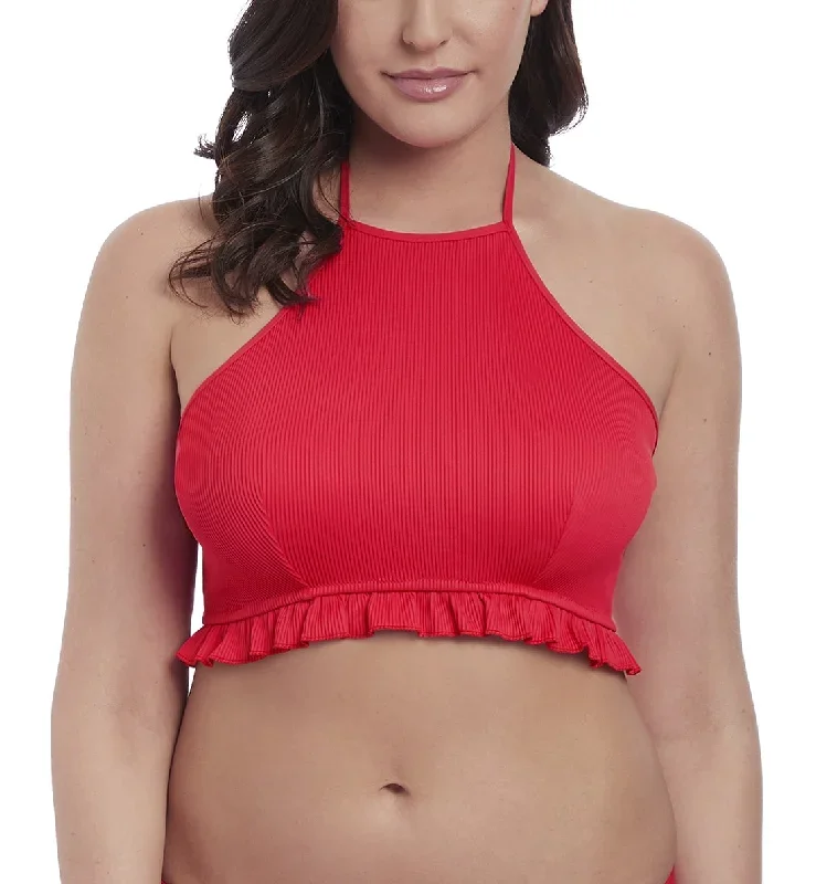 Freya Nouveau Padded Hi-Neck Crop Top Underwire Bikini (6702)- Red