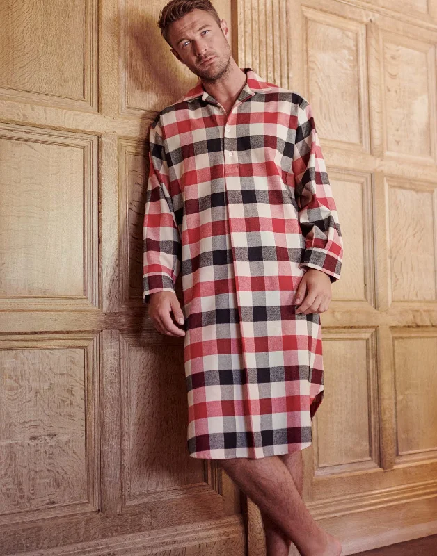 Men's Brushed Cotton Nightshirt – Red Shire Square