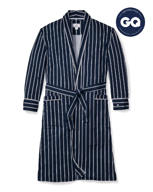 Men's Pima Robe in Grant Pinstripe